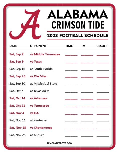 crimson tide football schedule 2015|crimson tide schedule 2023.